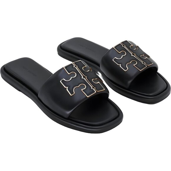 Tory Burch Double T Sport Slide Sandals Black/Gold Women's US 6 - Picture 4 of 6